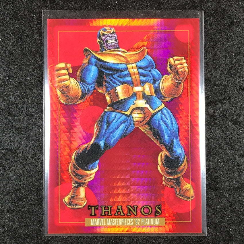 2024 Marvel Masterpieces '92 Platinum THANOS Base Red Prism 122/492 #83