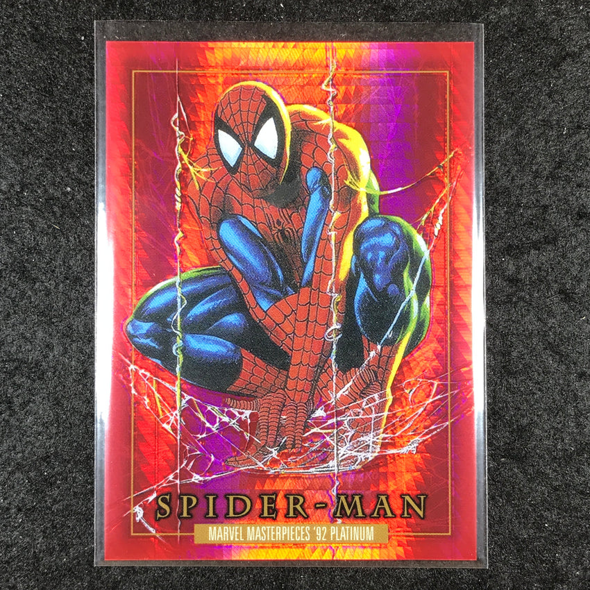 2024 Marvel Masterpieces '92 Platinum SPIDER-MAN Base Red Prism 364/492 #87