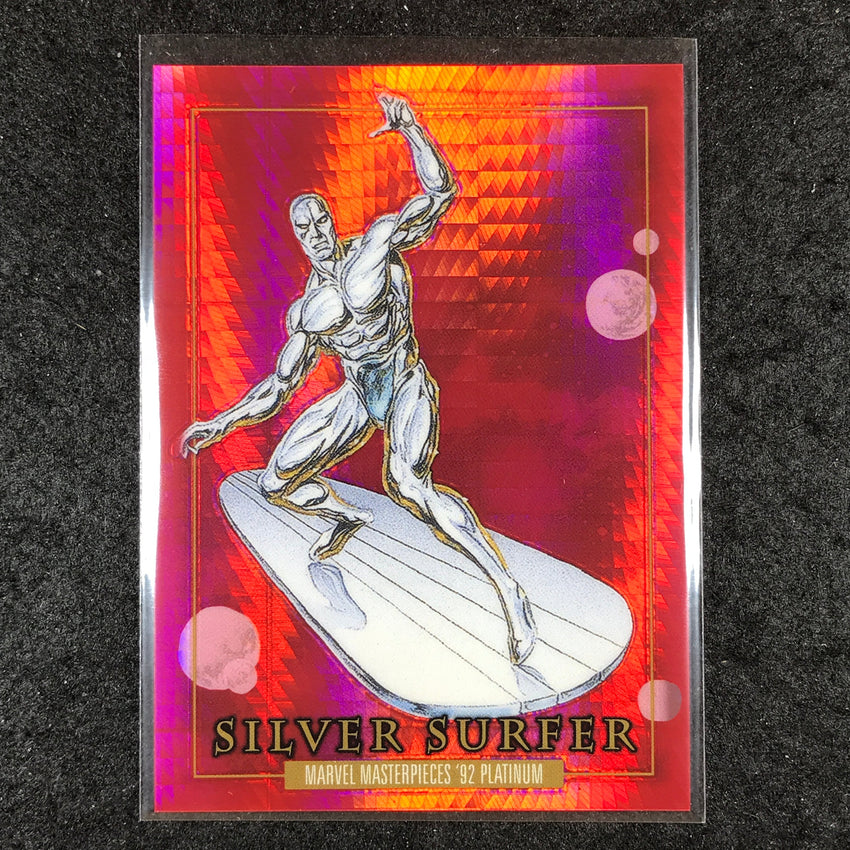 2024 Marvel Masterpieces '92 Platinum SILVER SURFER Base Red Prism 256/492 #90