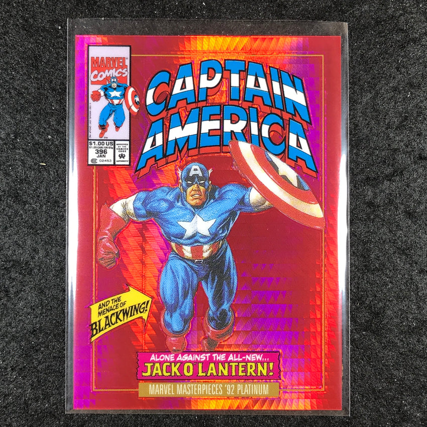 2024 Marvel Masterpieces '92 Platinum CAPTAIN AMERICA Variant Red 166/292 #16
