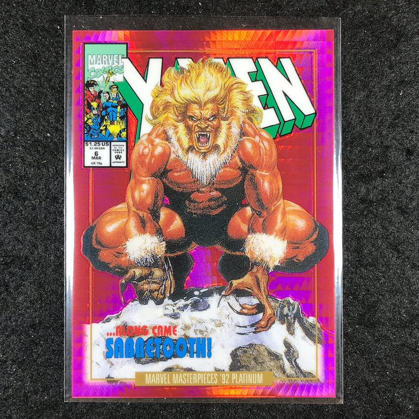 2024 Marvel Masterpieces '92 Platinum SABRETOOTH Variant Red Prism 269/292 #78