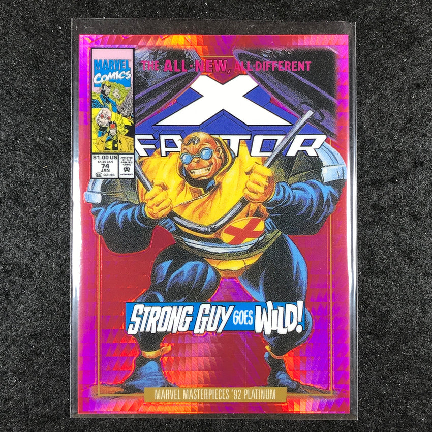 2024 Marvel Masterpieces '92 Platinum STRONG GUY Variant Red Prism 159/292 #85