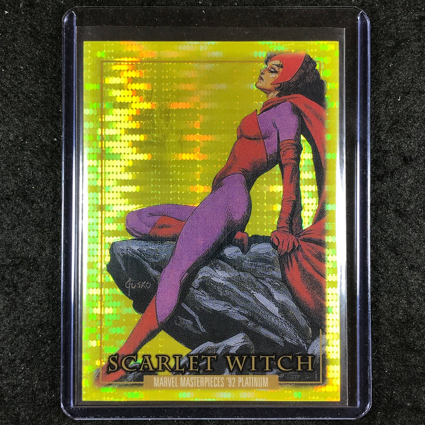 2024 Marvel Masterpieces '92 Platinum SCARLET WITCH Base Seismic Gold 54/92 #92