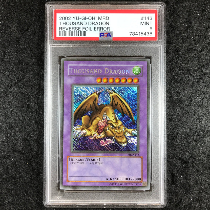 PSA 9 Thousand Dragon - MRD-143 - 2002 Secret Rare Metal Raiders Error 438
