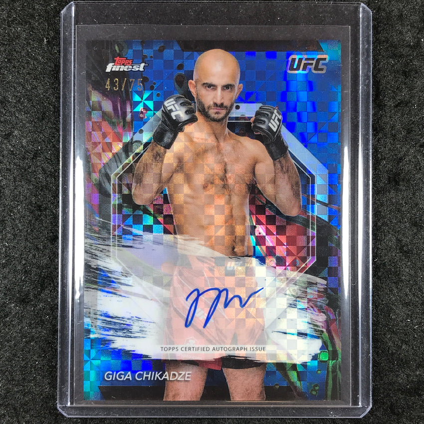 2024 Topps Finest UFC GIGA CHIKADZE Finest Autograph Blue Checkerboard 43/75