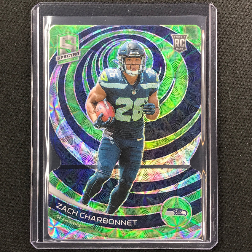 2023 Spectra Football Zach Charbonnet Rookie Base Green Neon Die-cut 30/30