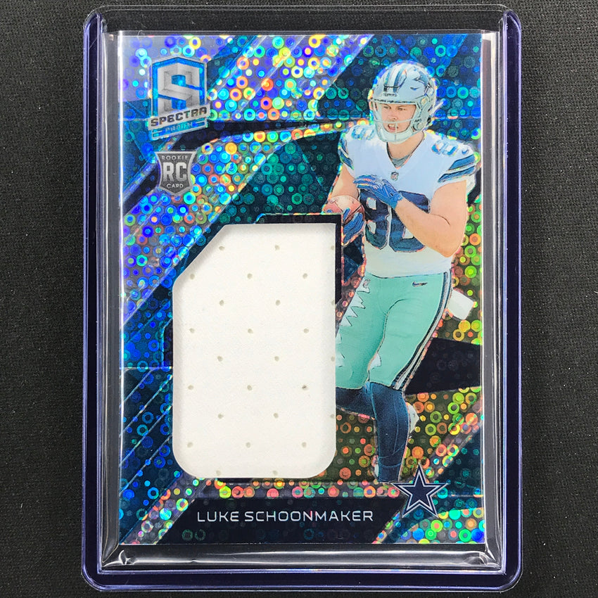 2023 Spectra Football Luke Schoonmaker Monumental Rookie Jersey Blue Neon 28/50