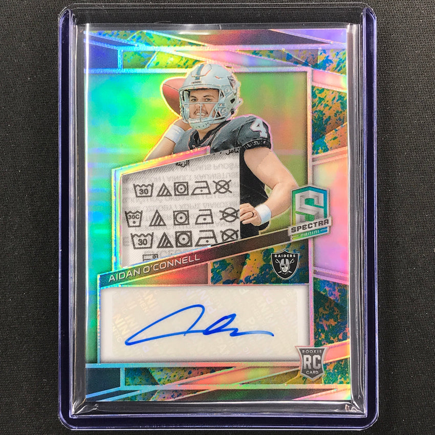 2023 Spectra Football Aidan Oconnell Rookie Patch Tag Auto Splatter Neon 6/8