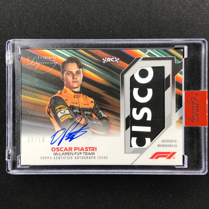2023 Topps Dynasty Formula 1 Oscar Piastri Dynasty Rookie Patch Auto 8/10