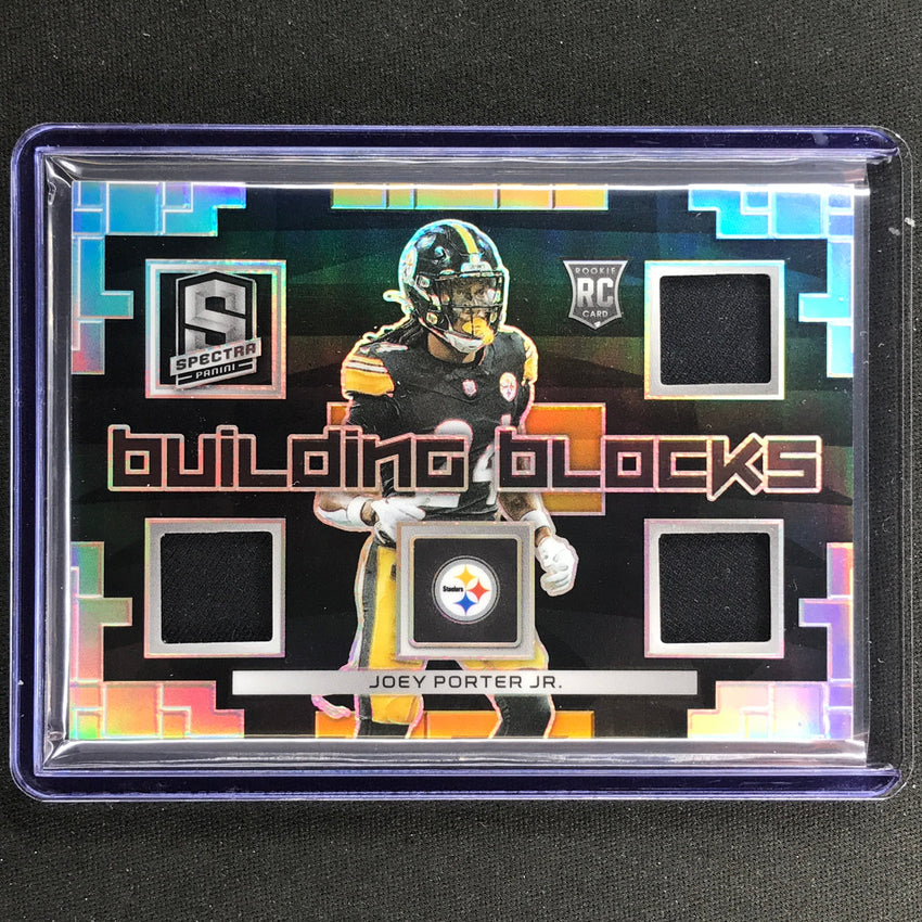 2023 Spectra Football Joey Porter Jr. Building Blocks Triple Jersey Silver 53/99