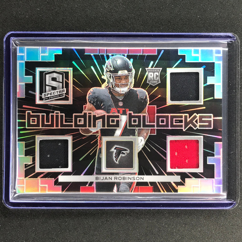 2023 Spectra Football Bijan Robinson Building Blocks Rookie Triple Jersey 28/75