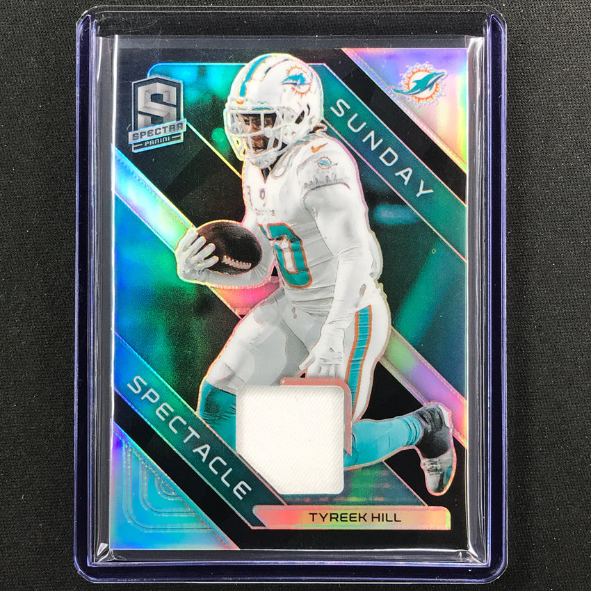 2023 Spectra Football Tyreek Hill Sunday Spectacle Jersey Relic Silver 1/99