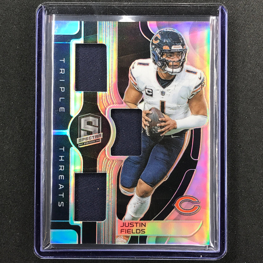 2023 Spectra Football Justin Fields Triple Threats Jersey Relic Silver 57/99