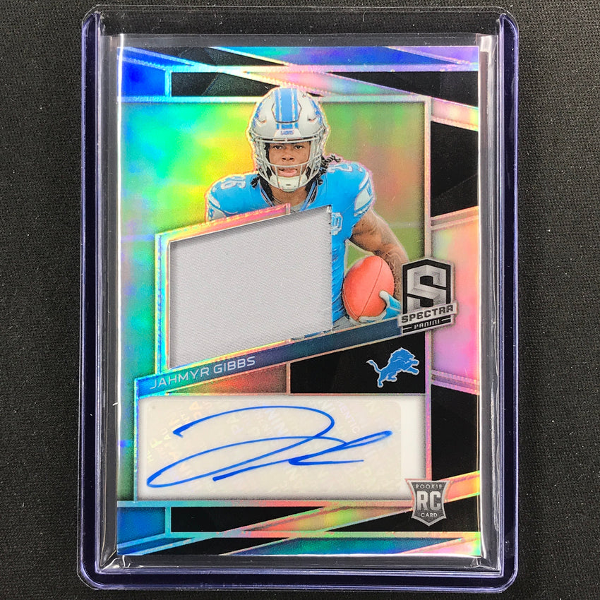 2023 Spectra Football Jahmyr Gibbs Rookie Jersey Auto Silver 67/99