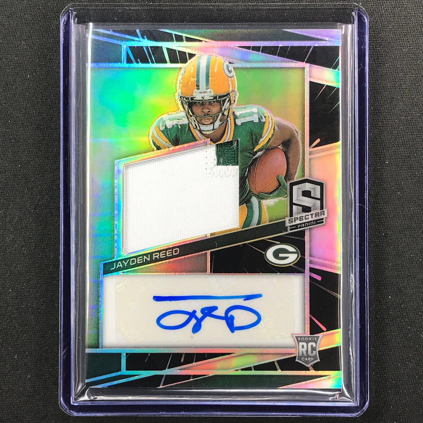 2023 Spectra Football Jayden Reed Rookie Patch Auto Hyper 28/60