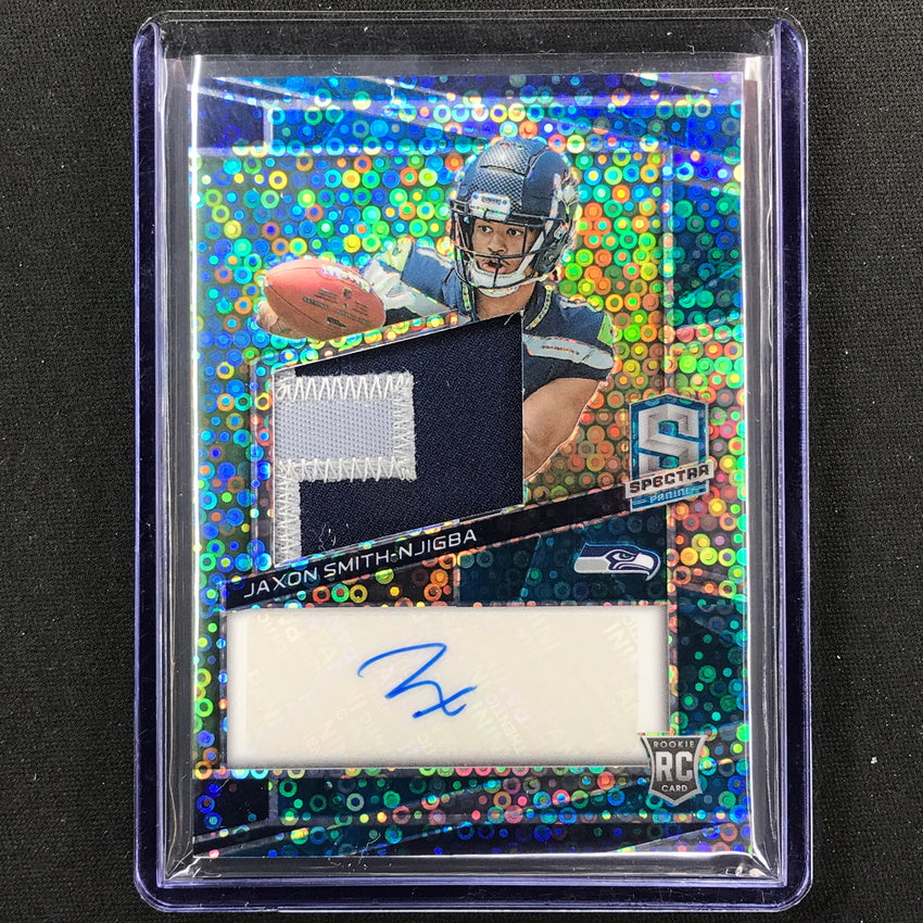2023 Spectra Football Jaxon Smith-njigba Rookie Patch Auto Blue Neon 11/50