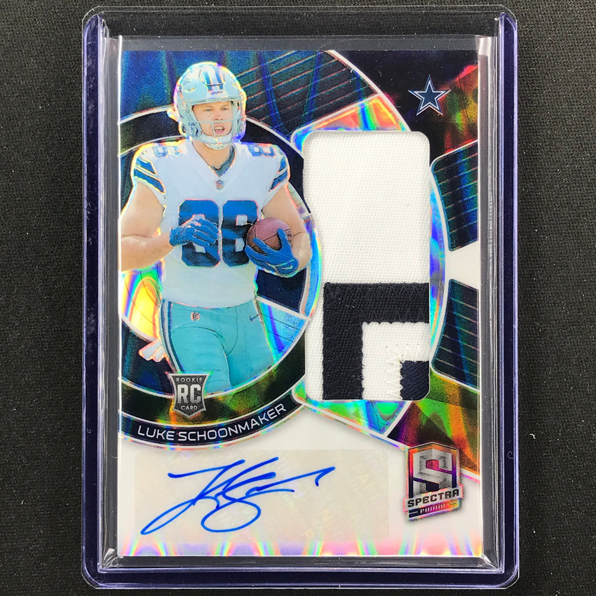 2023 Spectra Football Luke Schoonmaker Radiant Rookie Patch Auto Supernova 58/70
