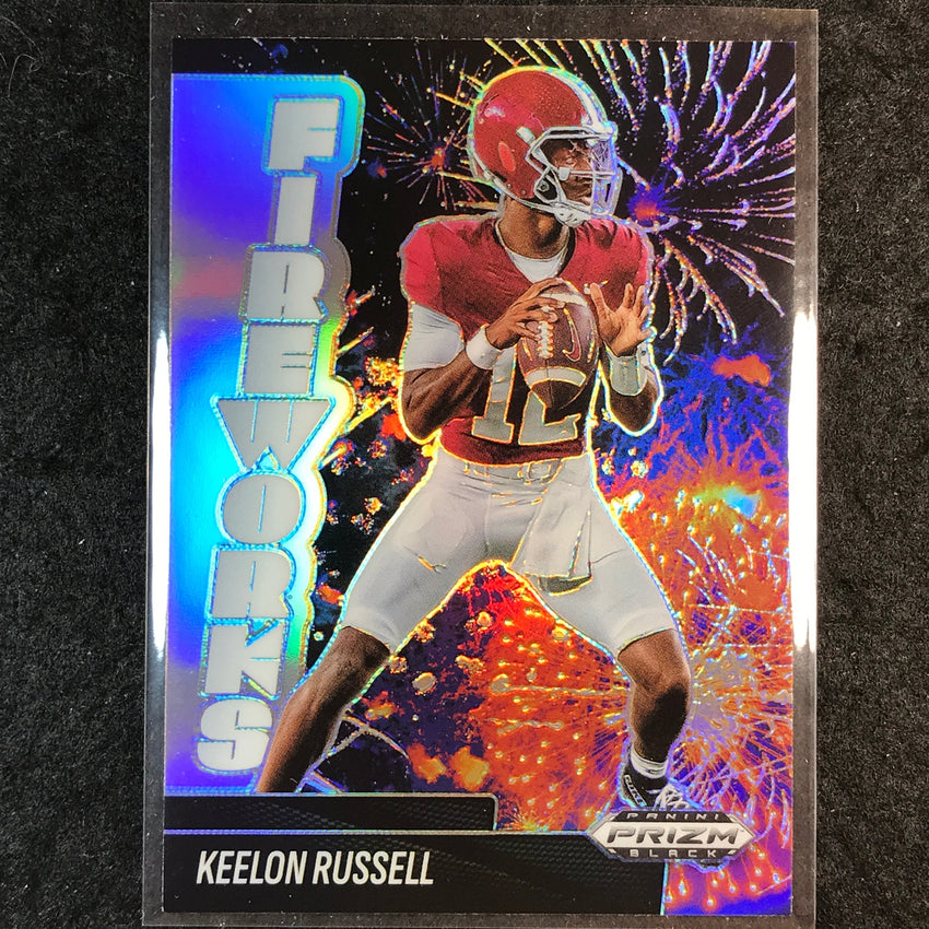 2025 Prizm Black Football KEELON RUSSELL Fireworks Silver #2