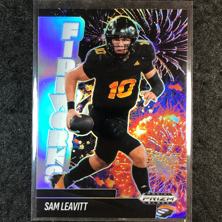 2025 Prizm Black Football SAM LEAVITT Fireworks Silver #3