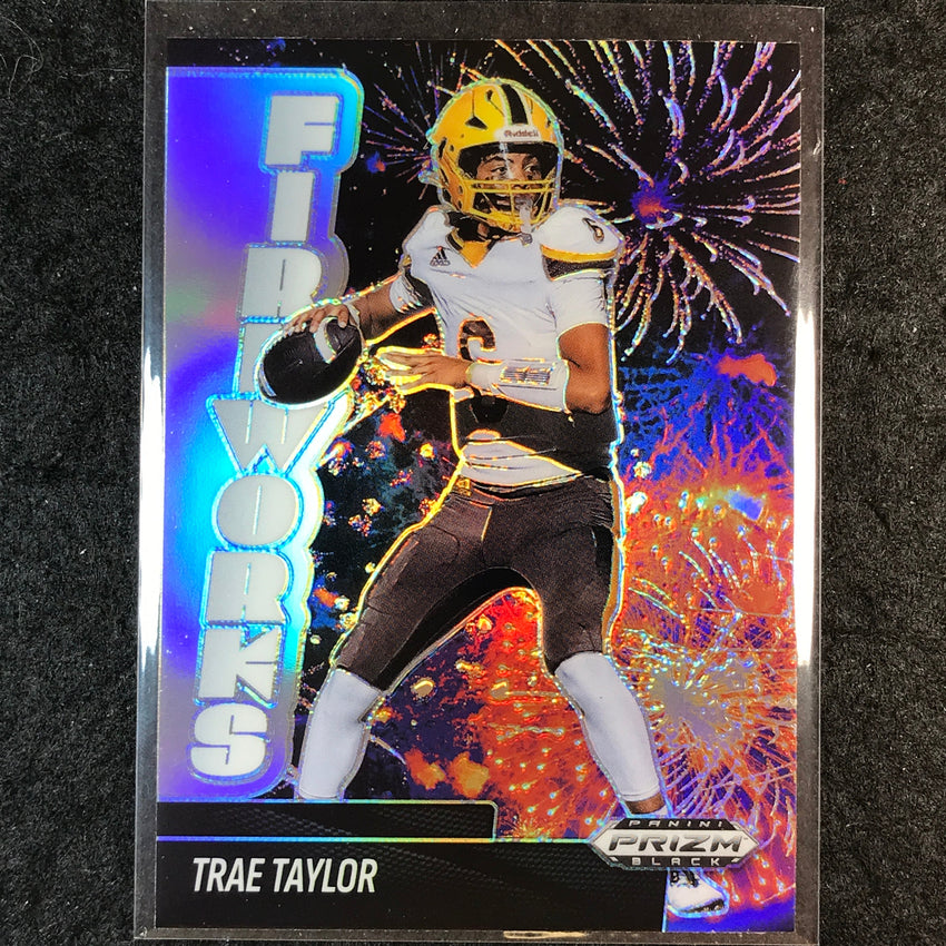 2025 Prizm Black Football TRAE TAYLOR Fireworks Silver #6
