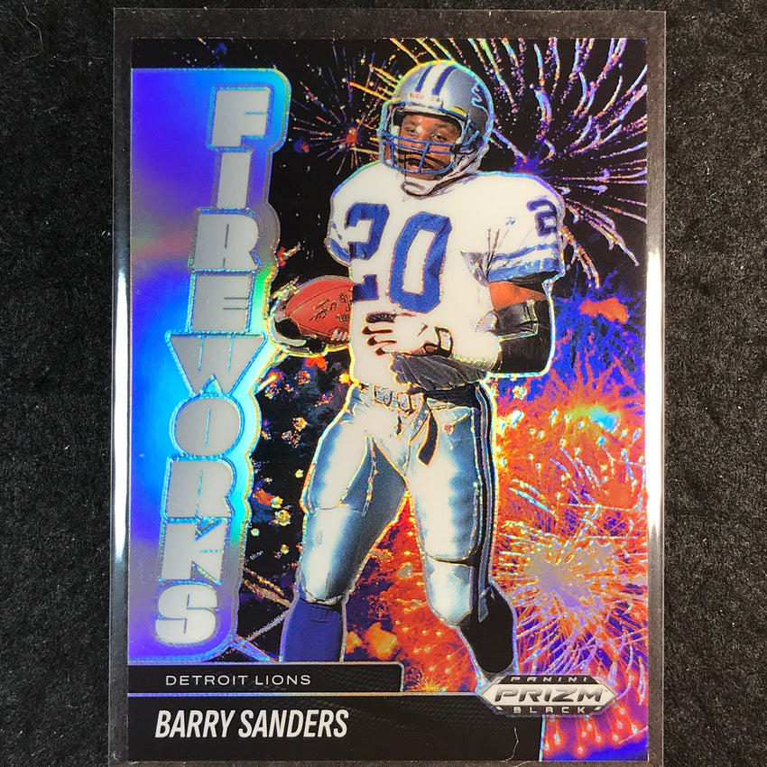 2025 Prizm Black Football BARRY SANDERS Fireworks Silver #18