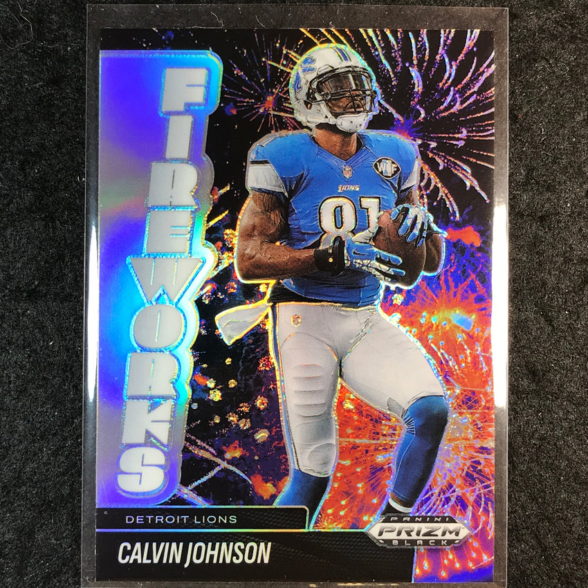 2025 Prizm Black Football CALVIN JOHNSON Fireworks Silver #20