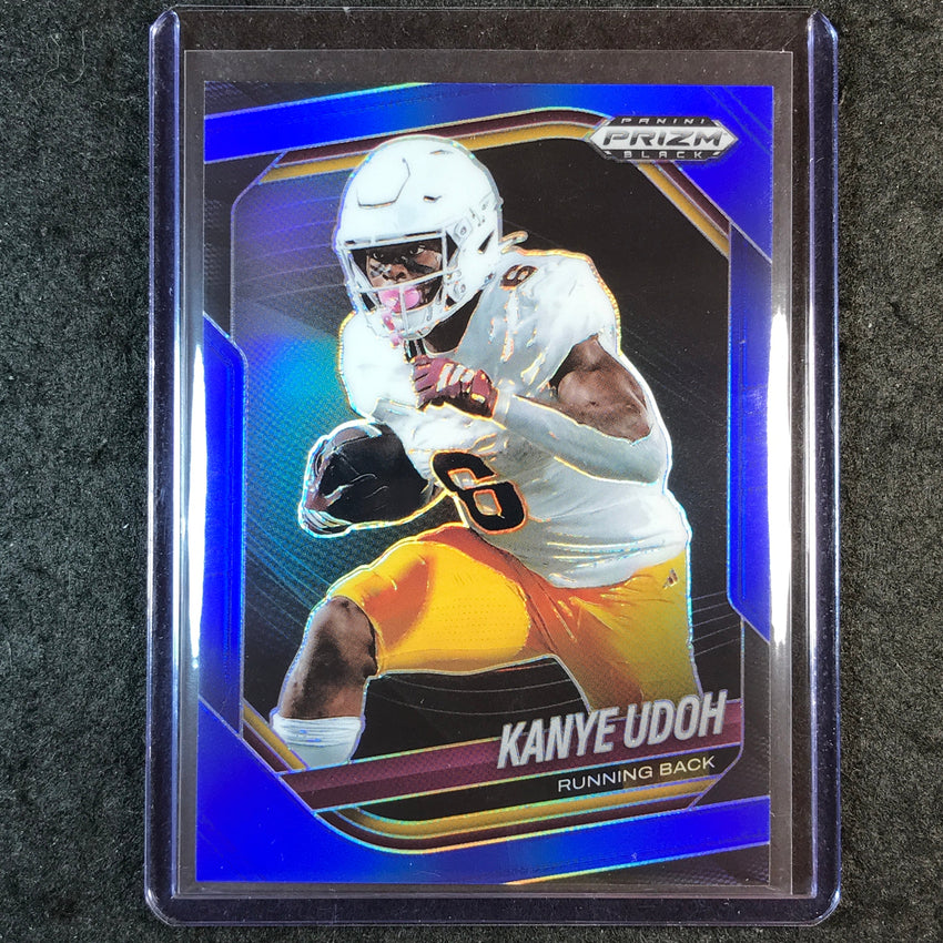 2025 Prizm Black Football KANYE UDOH Prospect Blue 109/199 #154