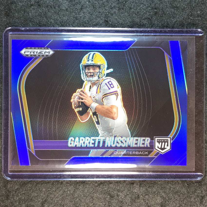 2025 Prizm Black Football GARRETT NUSSMEIER NIL Prospect Extended Blue 53/199