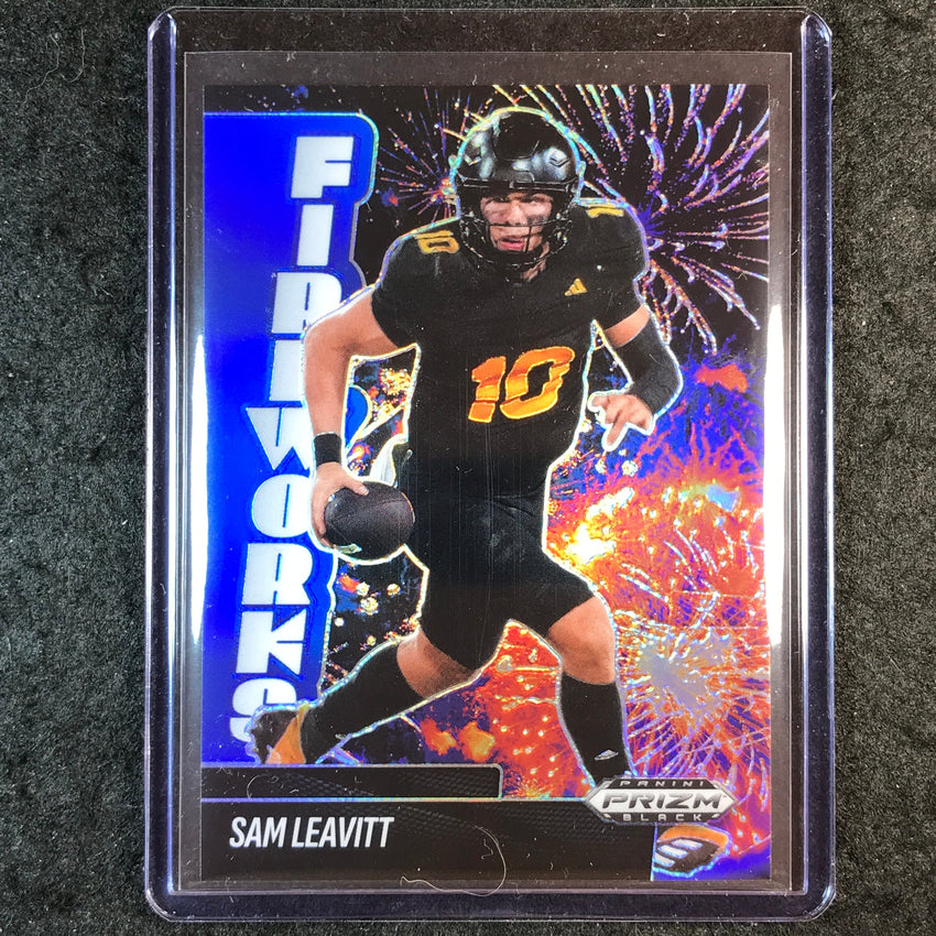 2025 Prizm Black Football SAM LEAVITT Fireworks Blue 154/199 #3