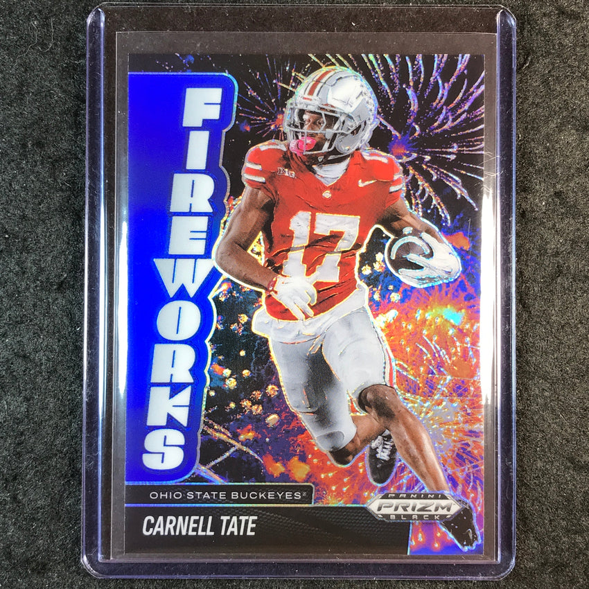 2025 Prizm Black Football CARNELL TATE Fireworks Blue 145/199 #11