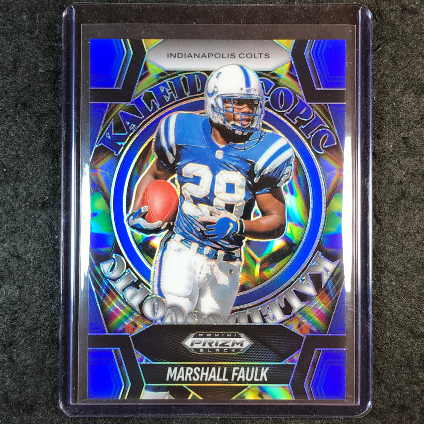 2025 Prizm Black Football MARSHALL FAULK Kaleidoscopic Blue 179/199 #13