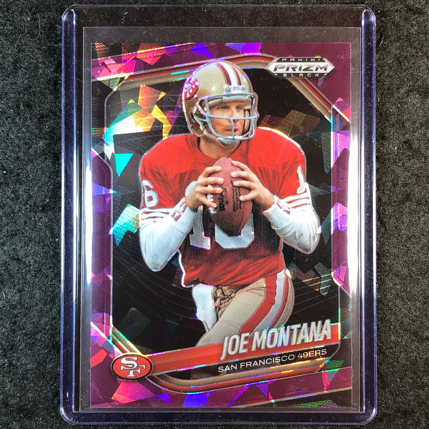 2025 Prizm Black Football JOE MONTANA Base Purple Ice 130/149 #130