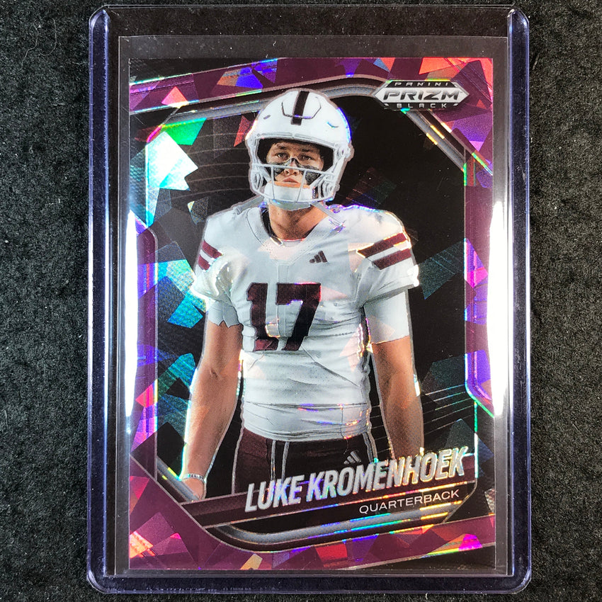 2025 Prizm Black Football LUKE KROMENHOEK Prospect Purple Ice 80/149 #163