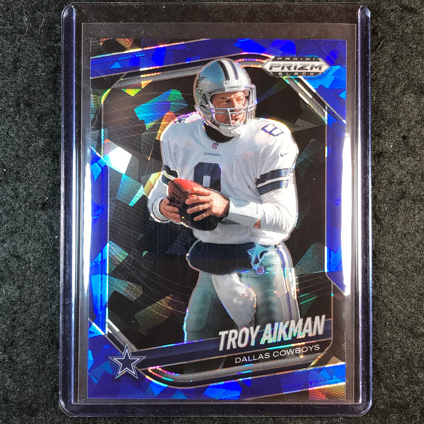 2025 Prizm Black Football TROY AIKMAN Base Blue Ice 77/125 #45
