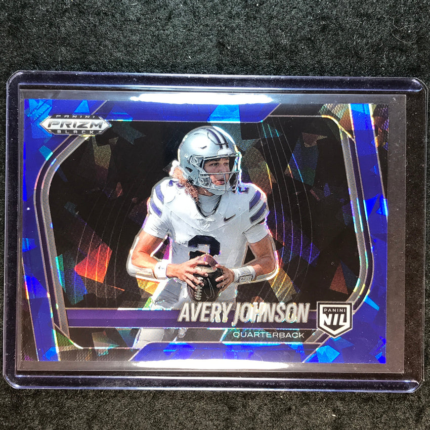 2025 Prizm Black Football AVERY JOHNSON Prospect Extended Blue Ice 94/125 #186