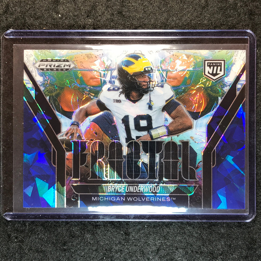 2025 Prizm Black Football BRYCE UNDERWOOD Fractal NIL Blue Ice 9/125 #17