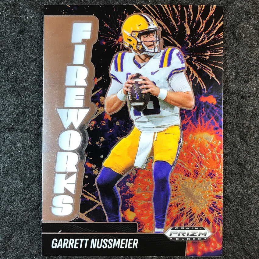 2025 Prizm Black Football GARRET NUSSMEIER Fireworks Base #8