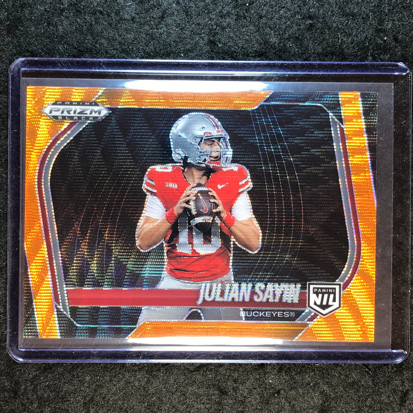 2025 Prizm Black Football JULIAN SAYIN NIL Prospect Extended Orange Wave 58/60