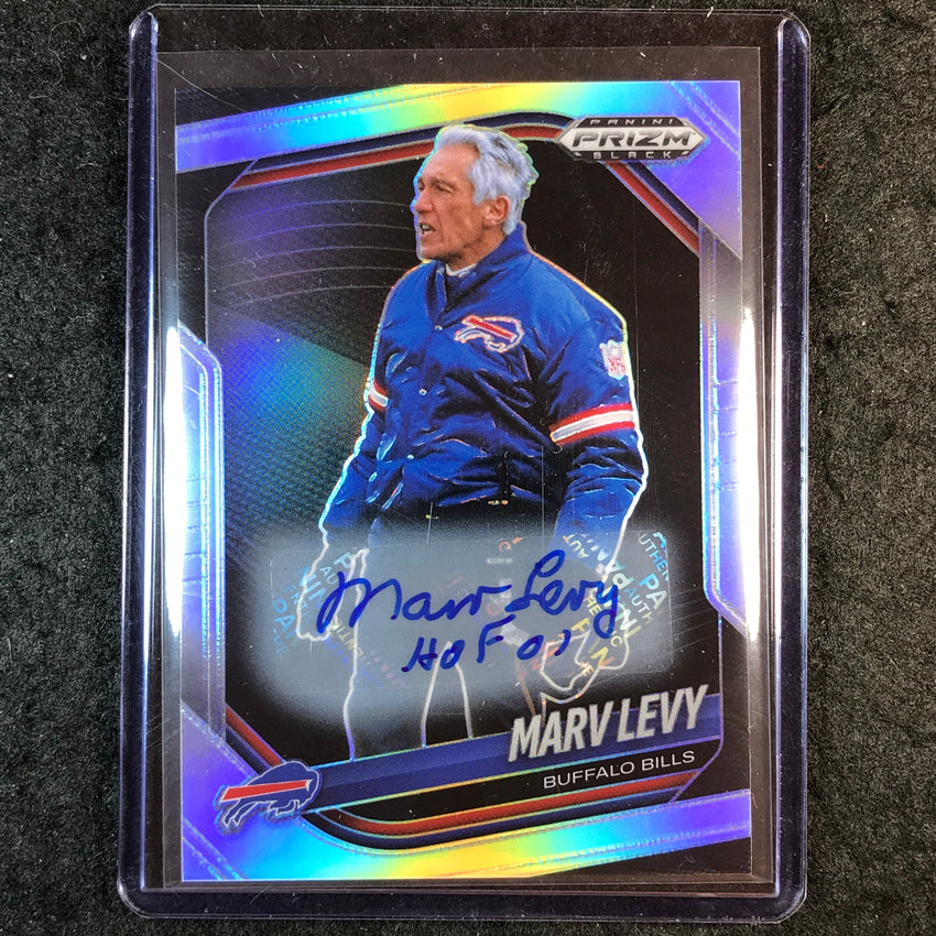 2025 Prizm Black Football MARV LEVY Base Auto Silver #14