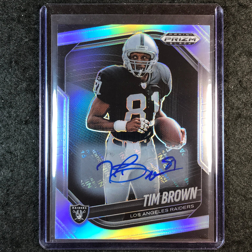 2025 Prizm Black Football TIM BROWN Base Auto Silver #114