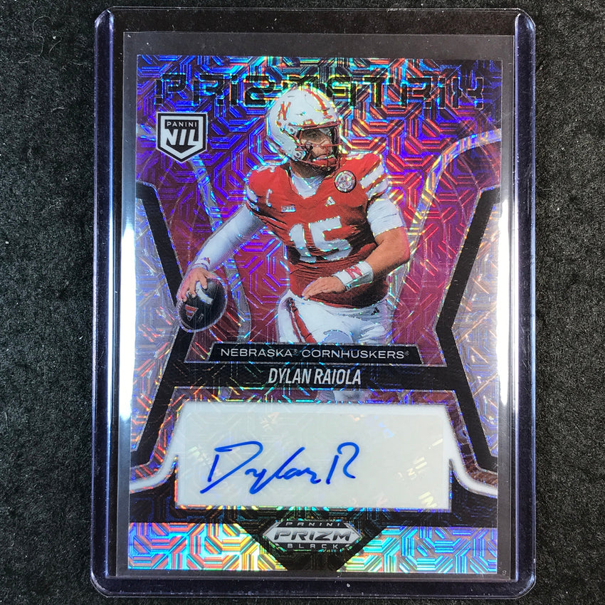 2025 Prizm Black Football DYLAN RAIOLA Prizmatrix NIL Prospect Auto Mojo 25/25