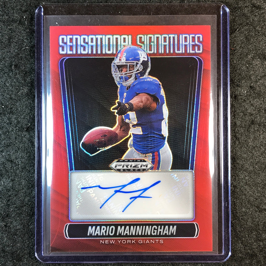 2025 Prizm Black Football MARIO MANNINGHAM Sensational Signatures Auto Red 14/99