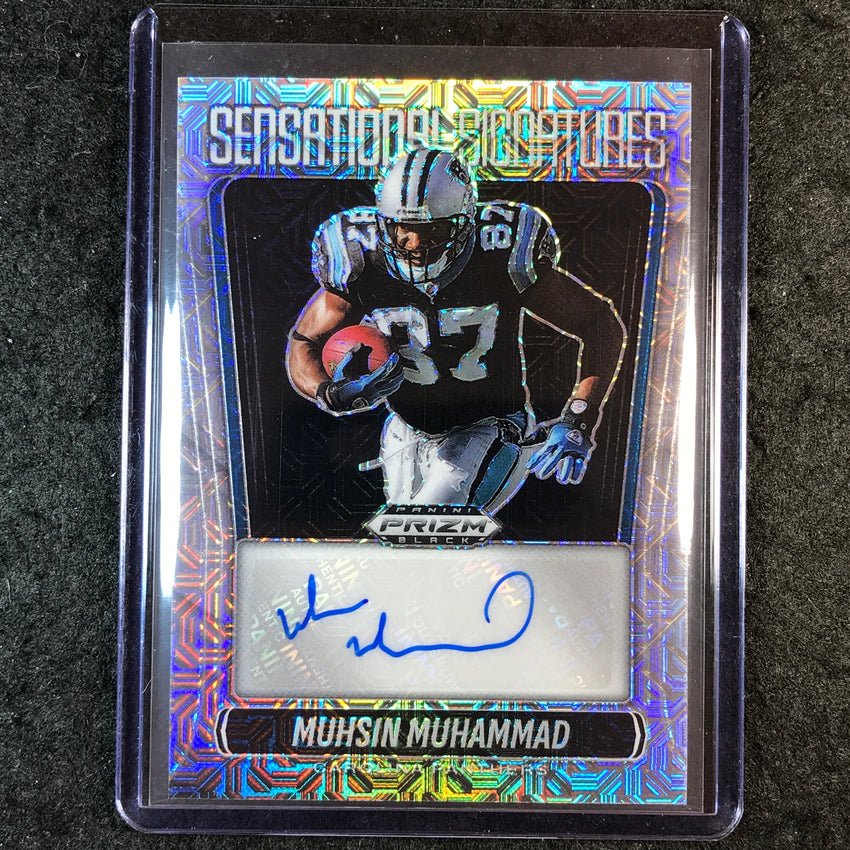 2025 Prizm Black Football MUHSIN MUHAMMAD Sensational Signatures Auto Mojo 9/25