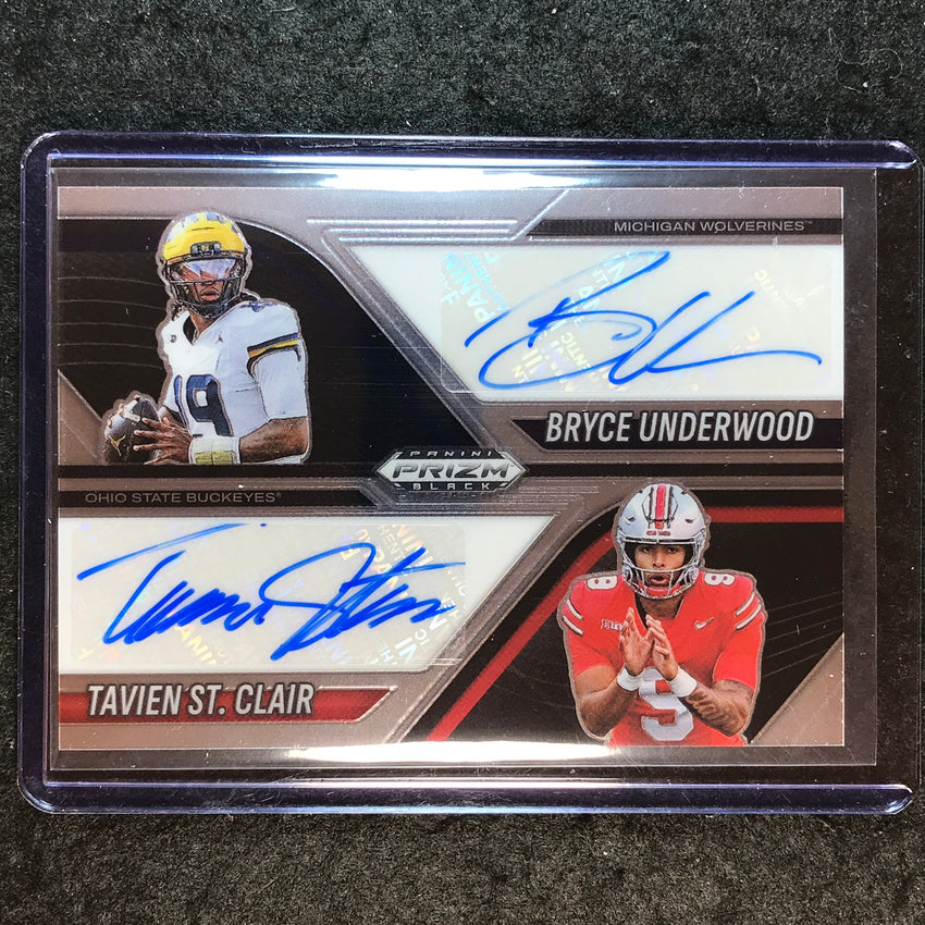 2025 Prizm Black Football BRYCE UNDERWOOD TAVIEN ST. CLAIR Dual Auto Base #QB3