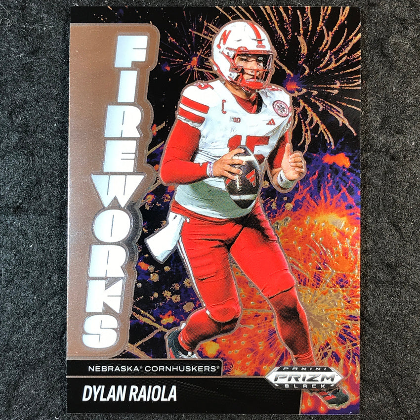 2025 Prizm Black Football DYLAN RAIOLA Fireworks Base #9
