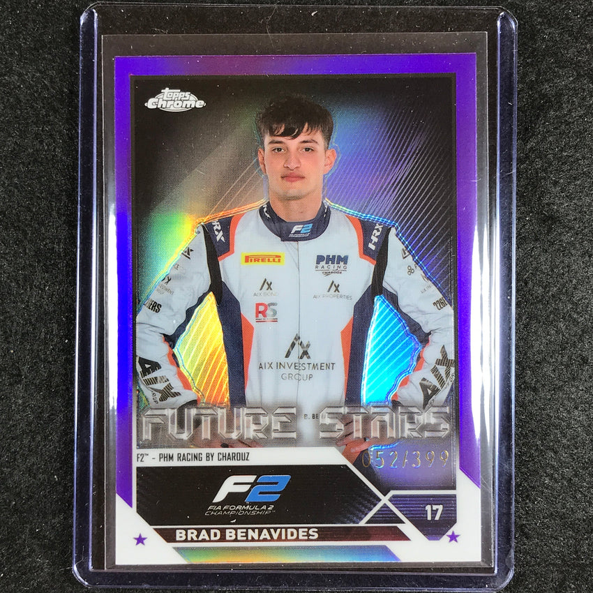 2023 Topps Chrome Formula 1 BRAD BENAVIDES Base Future Stars Purple 52/399 #89