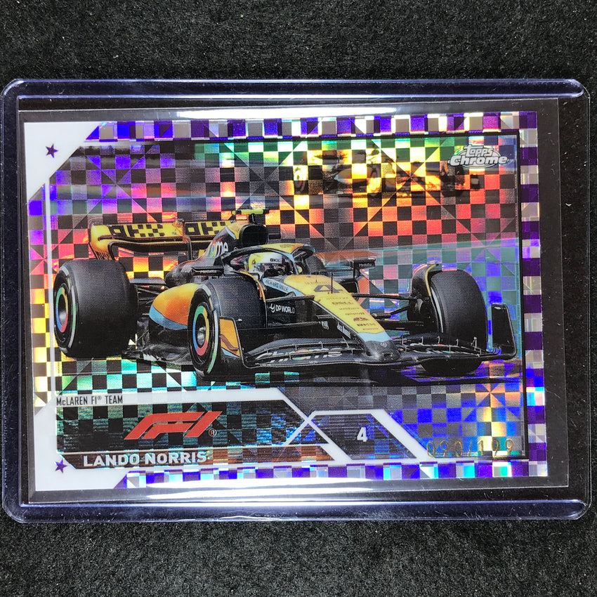 2023 Topps Chrome Formula 1 LANDO NORRIS Base Purple Checker 90/199 No. 28