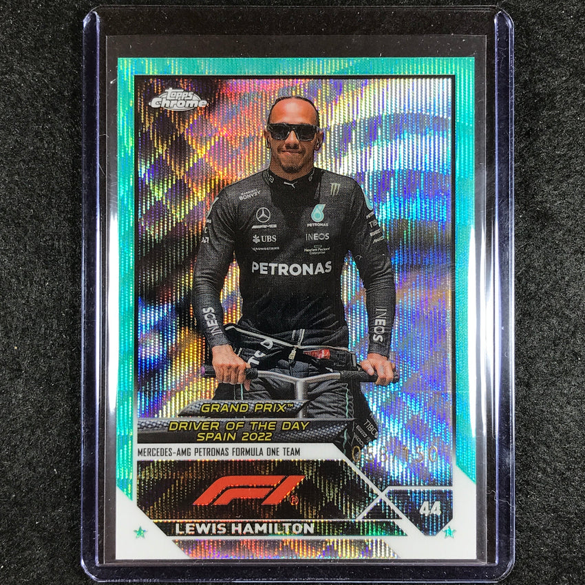 2023 Topps Chrome Formula 1 LEWIS HAMILTON Base Aqua Wave 58/150 No. 171
