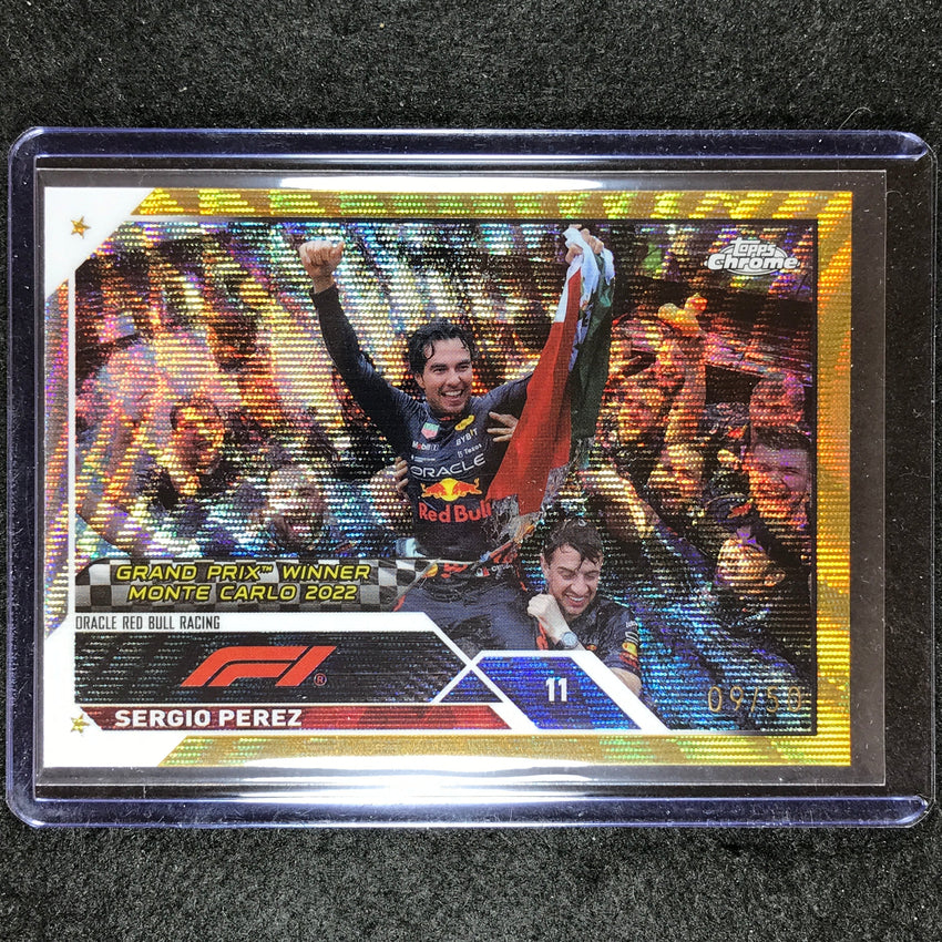 2023 Topps Chrome Formula 1 SERGIO PEREZ Base Gold Wave 9/50