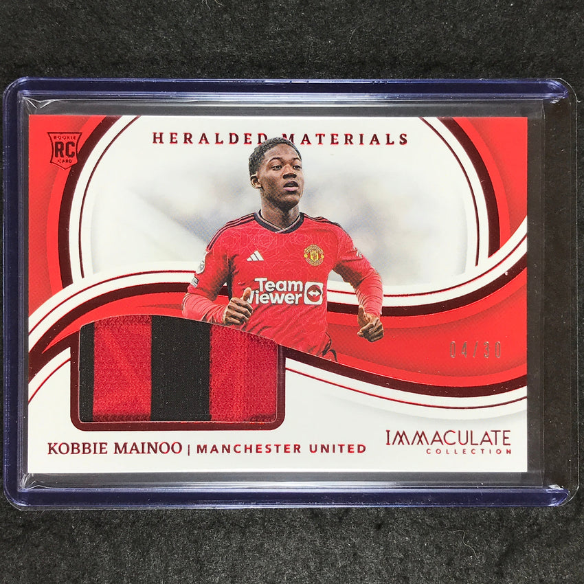 2023-24 Immaculate Soccer KOBBIE MAINOO Heralded Material Rookie Relic Ruby 4/30